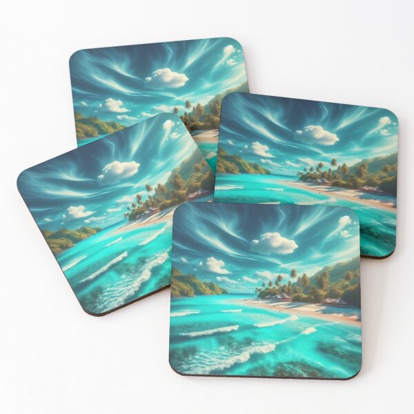 Item preview, Hidden Cove Aerial View Turquoise Ocean AI Art Canvas Print designed and sold by IRON SIREN.