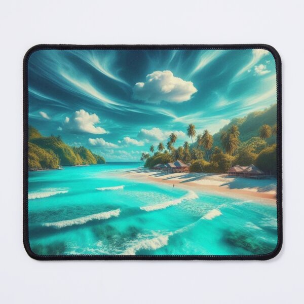 Item preview, Hidden Cove Aerial View Turquoise Ocean AI Art Canvas Print designed and sold by IRON SIREN.