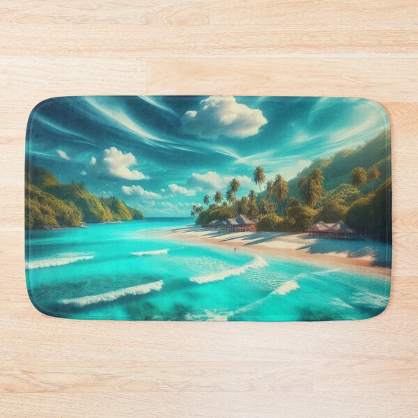 Item preview, Hidden Cove Aerial View Turquoise Ocean AI Art Canvas Print designed and sold by IRON SIREN.