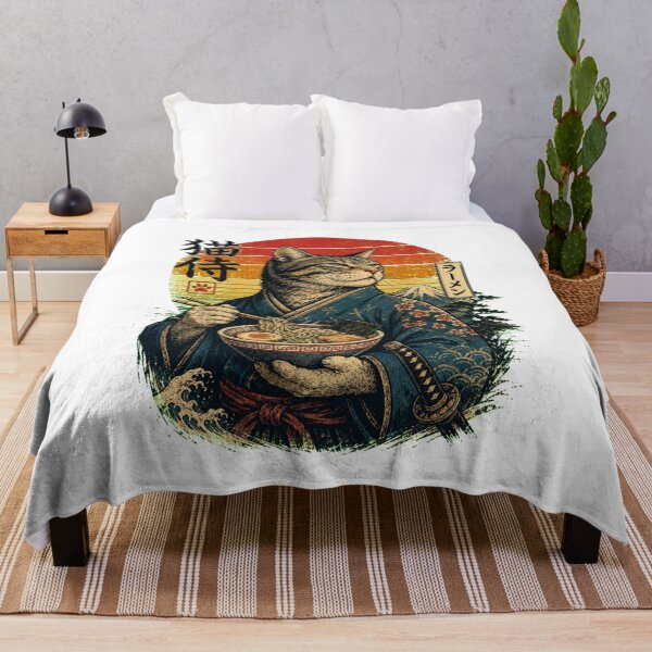 Item preview, Samurai Cat Eating Ramen designed and sold by Alpacatata.