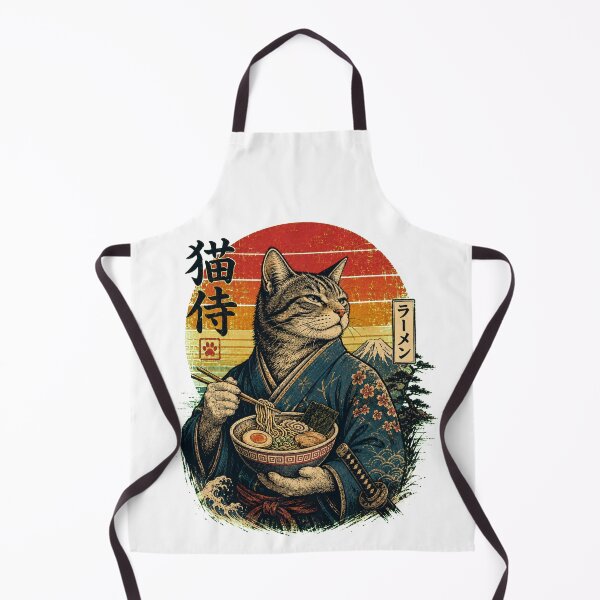Item preview, Samurai Cat Eating Ramen designed and sold by Alpacatata.