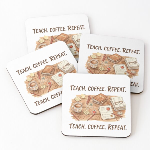 Item preview, Teach Coffee Repeat watercolor messy desk teacher gift designed and sold by language-des.