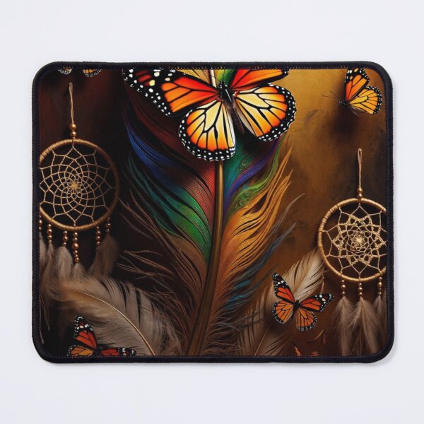 Item preview, Rainbow Monarch Butterfly Feather Art | Boho Dreamcatcher Sunflower Design designed and sold by GalleryPeak.