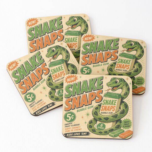 Item preview, Snake Snaps Bubble Gum Vintage Candy Wrapper Retro Advertisement designed and sold by Region.