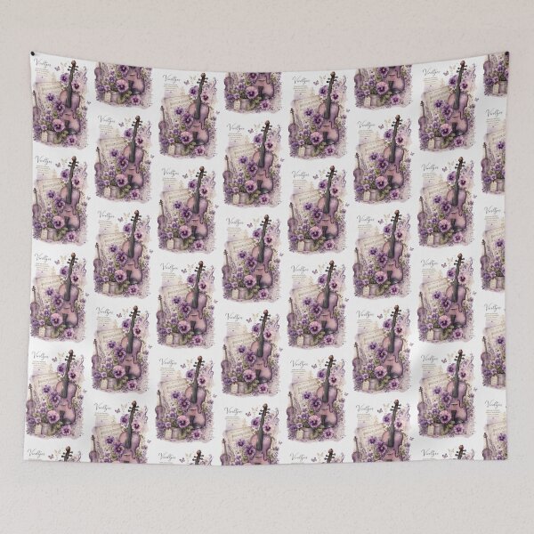 Item preview, Vintage Violin purple Botanical Artwork | Watercolor Music Decor | Romantic Floral Instrument Print designed and sold by Hookesmode.