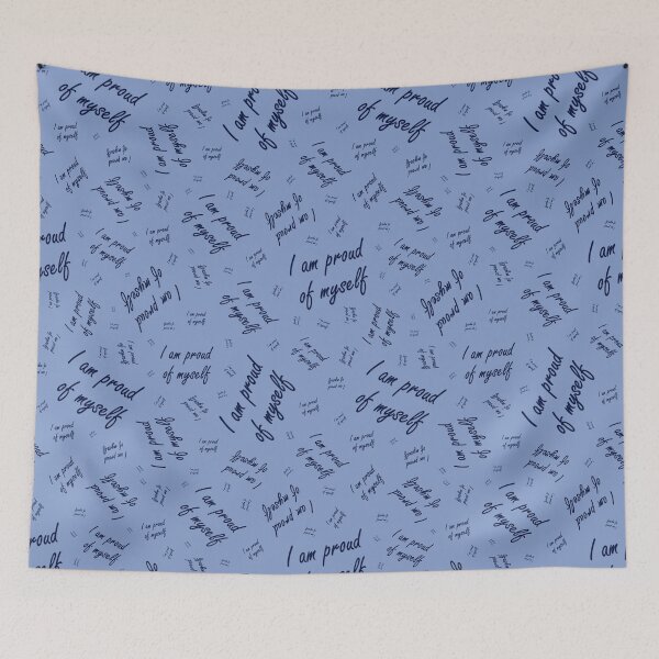 Item preview, A rich pattern with the inscription "I am proud of myself" on a blue background designed and sold by Cherevan.