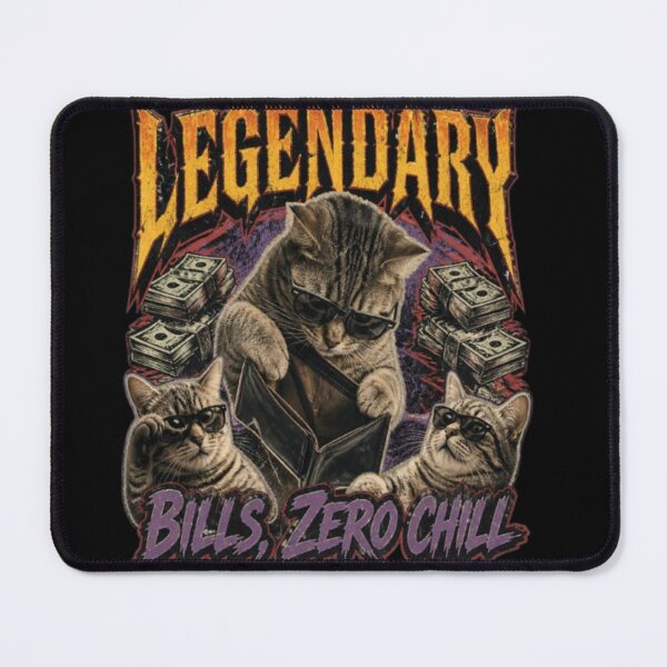 Item preview, Funny Legendary Bills Zero Chill Vintage 90s Bootleg Cat Sunglasses T-Shirt designed and sold by ElkasDesign.