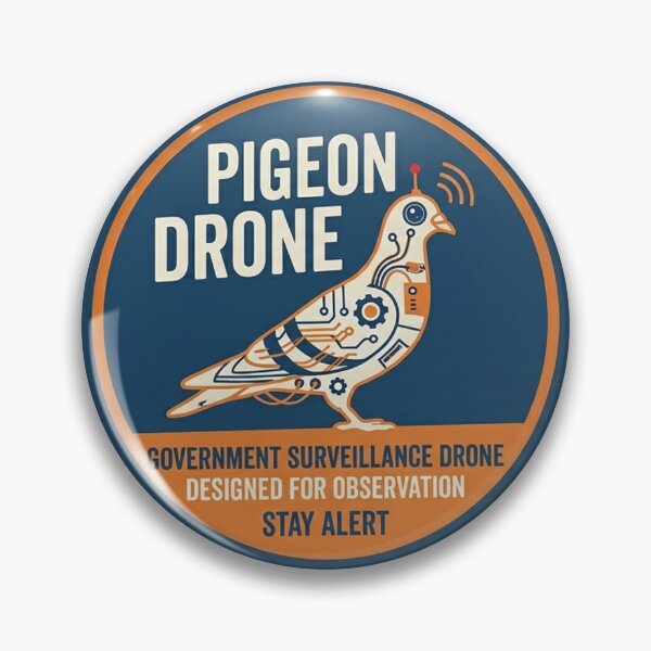 Item preview, Pigeon Drone Government Surveillance Satirical Sticker designed and sold by Piffys.