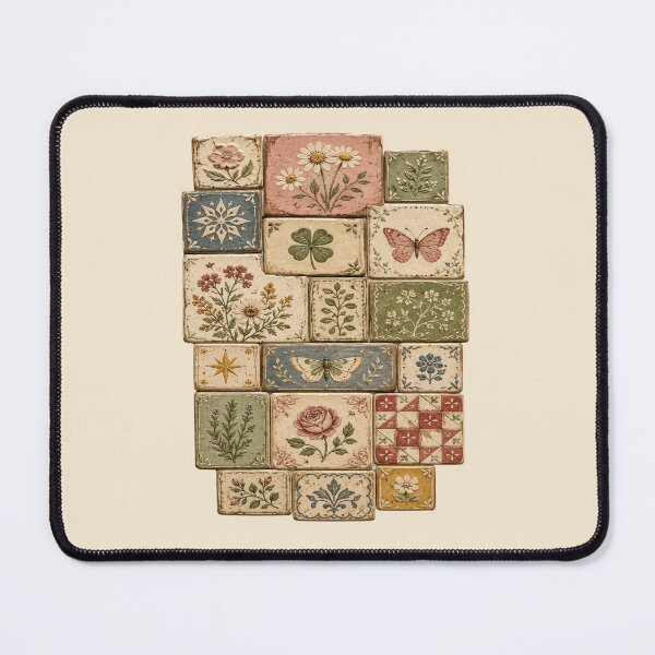 Item preview, cottagecore ceramic tile quilt floral garden aesthetic designed and sold by POD DYNASTY.