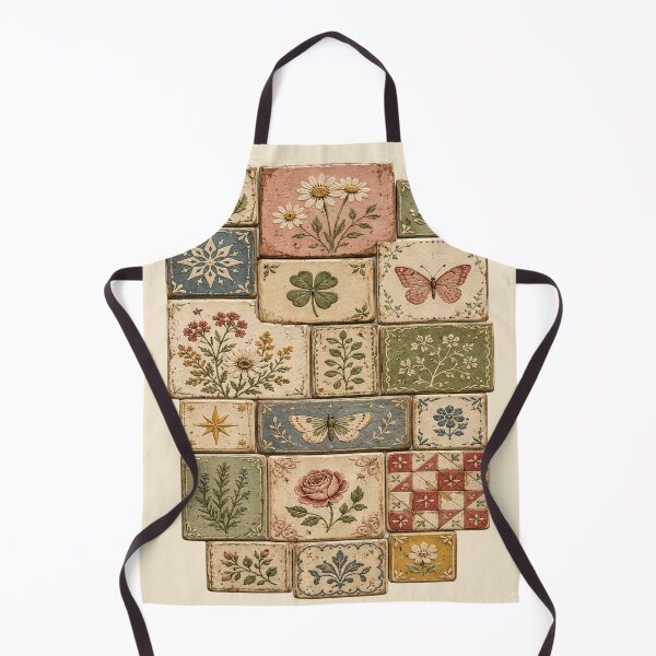 Item preview, cottagecore ceramic tile quilt floral garden aesthetic designed and sold by POD DYNASTY.