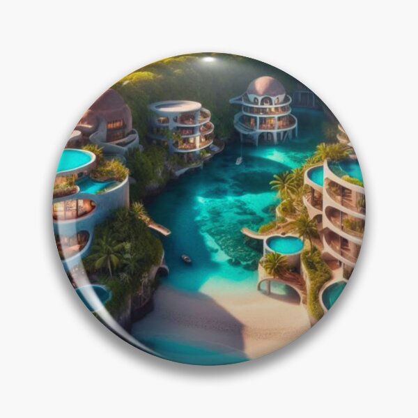 Item preview, Luxury Tropical Resort Infinity Pool Lagoon AI Art Canvas Print designed and sold by IRON SIREN.