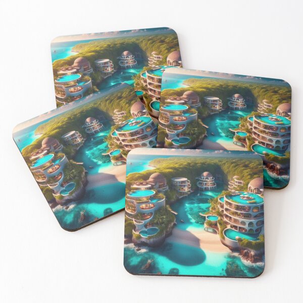 Item preview, Luxury Tropical Resort Infinity Pool Lagoon AI Art Canvas Print designed and sold by IRON SIREN.
