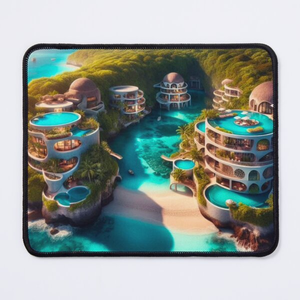 Item preview, Luxury Tropical Resort Infinity Pool Lagoon AI Art Canvas Print designed and sold by IRON SIREN.