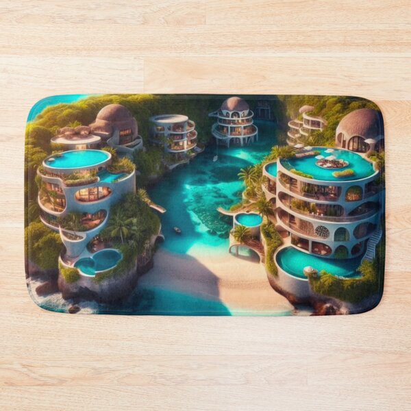 Item preview, Luxury Tropical Resort Infinity Pool Lagoon AI Art Canvas Print designed and sold by IRON SIREN.