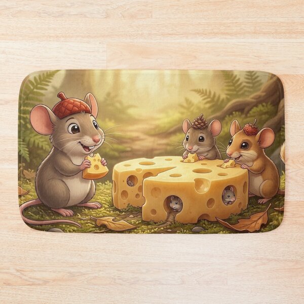 Item preview, * Whimsical Woodland Mouse Picnic Illustration – Cute Forest Friends Eating Cheese designed and sold by AirCrayons27.