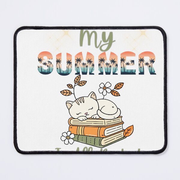 Item preview, My Summer Is All Booked Cute Cat Book Lover Summer Reading Design designed and sold by Pixiorra.