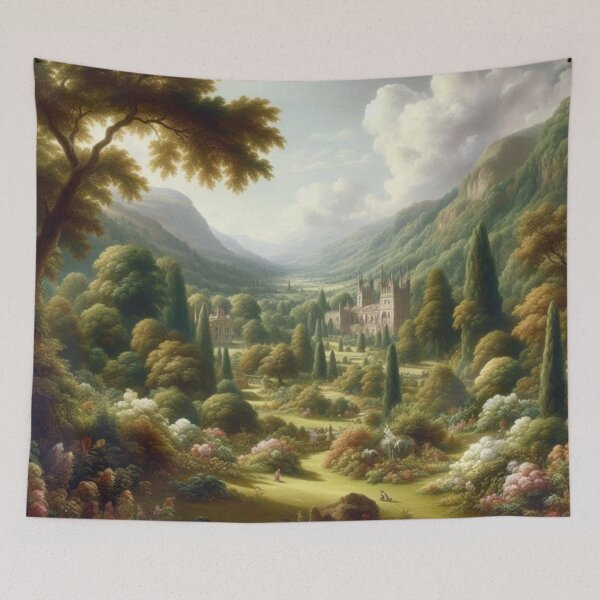 Item preview, English Garden Cathedral Valley AI Art Classical Landscape Wall Decor designed and sold by IRON SIREN.