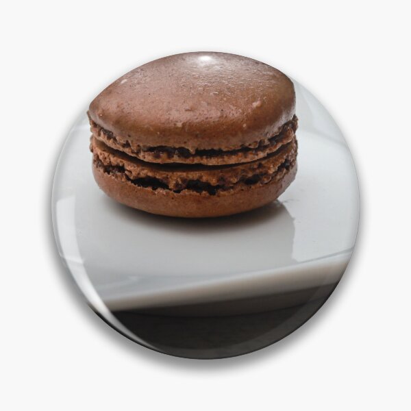 Item preview, Chocolate Macaron On A White Plate On Gray Surface Minimal Dessert Food Photography designed and sold by Nmallia.