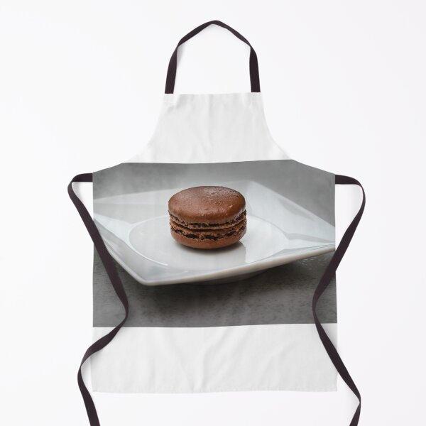 Item preview, Chocolate Macaron On A White Plate On Gray Surface Minimal Dessert Food Photography designed and sold by Nmallia.