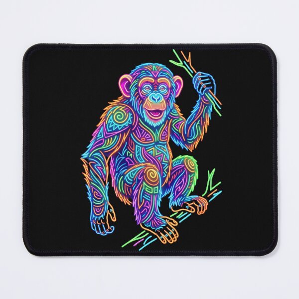 Item preview, Neon Chimpanzee Psychedelic Animal Art – Colorful Monkey Illustration designed and sold by PlumArtDesign.