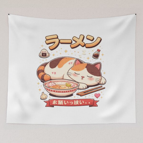 Item preview, Sleepy Cat After Ramen designed and sold by Alpacatata.