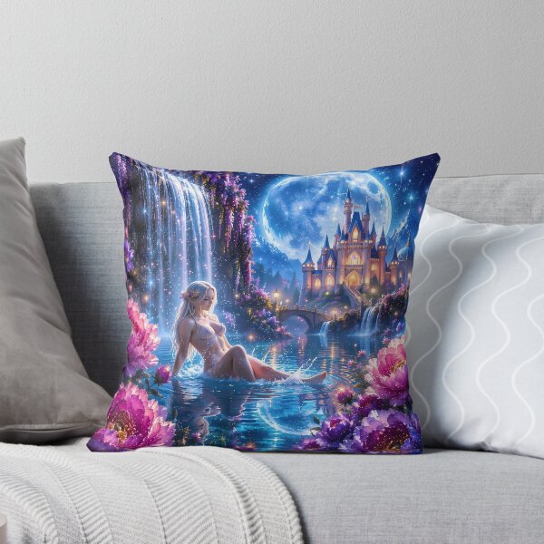 Item preview, Moonlit Enchanted Waterfall Fantasy Castle designed and sold by DigiArt8Design.