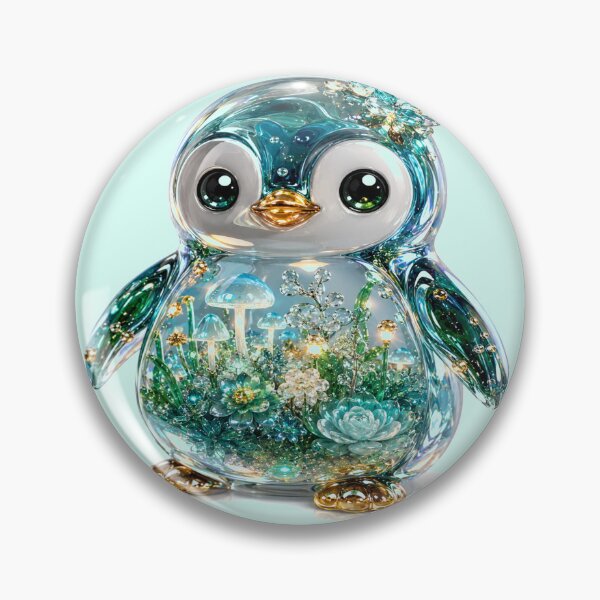 Item preview, Crystal Garden Penguin Art | Cute Fantasy Glass Penguin Art designed and sold by StickersHul.