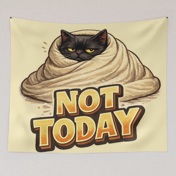 Item preview, Not Today Funny Grumpy Black Cat Blanket Meme Sticker designed and sold by irfanshikh.