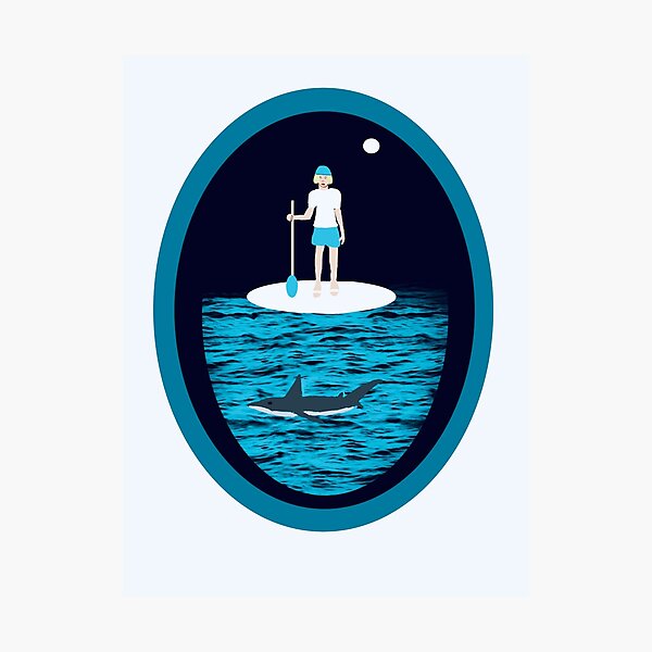 Item preview, Paddleboarding Over a Shark designed and sold by Elaine M Hayward .