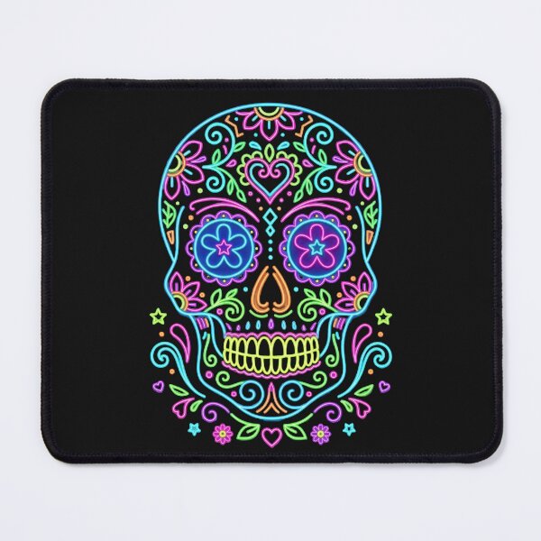 Item preview, Neon Sugar Skull Day of the Dead Art – Colorful Floral Calavera Design designed and sold by PlumArtDesign.