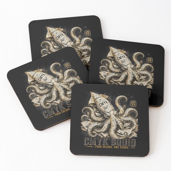 Item preview, CMYK Squid – Vintage Print Shop Kraken BlackSector77 designed and sold by BlackSector77.