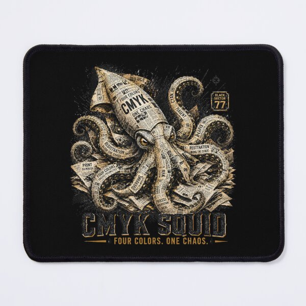 Item preview, CMYK Squid – Vintage Print Shop Kraken BlackSector77 designed and sold by BlackSector77.