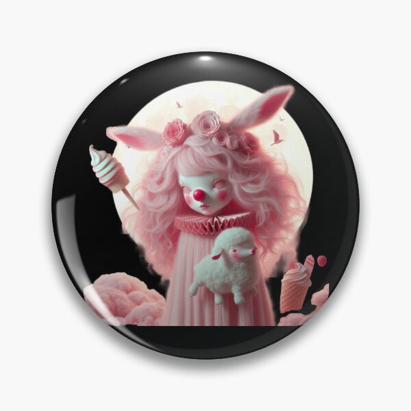 Item preview, Pastel Pink Bunny Clown with Lamb and Soft Serve Ice Cream designed and sold by LujziWorld.