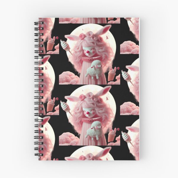 Item preview, Pastel Pink Bunny Clown with Lamb and Soft Serve Ice Cream designed and sold by LujziWorld.