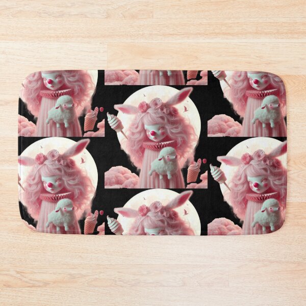Item preview, Pastel Pink Bunny Clown with Lamb and Soft Serve Ice Cream designed and sold by LujziWorld.