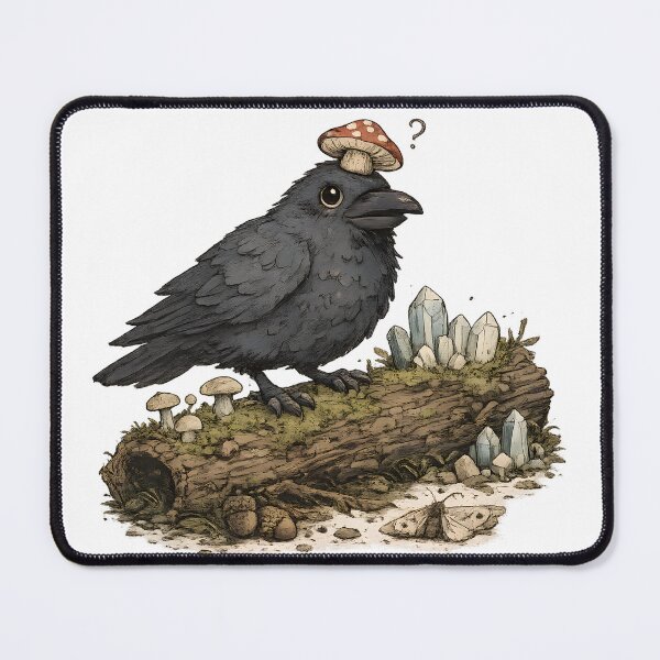 Item preview, Crow with Mushroom Hat designed and sold by PatiImagination.