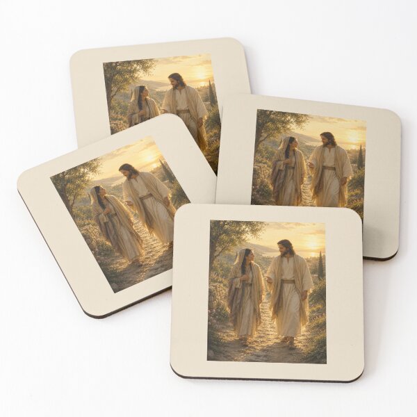 Item preview, Walk With Me – Inspirational Christian Art | Christ and Woman Walking Together | Faith Greeting Card designed and sold by Novel Works Studio.