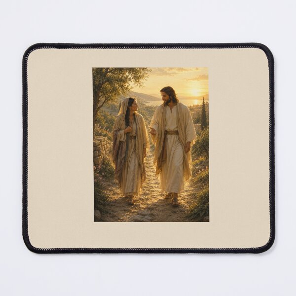Item preview, Walk With Me – Inspirational Christian Art | Christ and Woman Walking Together | Faith Greeting Card designed and sold by Novel Works Studio.