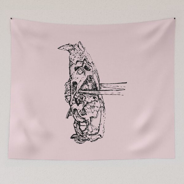 Item preview, Rat Skull & Skewers - (#EED4D9) designed and sold by The Stippler Process.