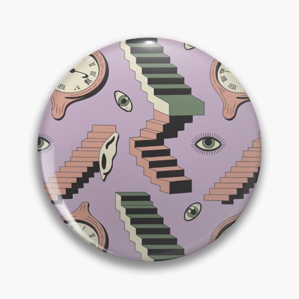Item preview, Surreal Melting Clocks & Staircases Pattern | Dreamlike Eye Ear Seamless Repeat designed and sold by Midnight Veil Designs.