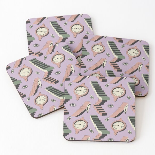 Item preview, Surreal Melting Clocks & Staircases Pattern | Dreamlike Eye Ear Seamless Repeat designed and sold by Midnight Veil Designs.