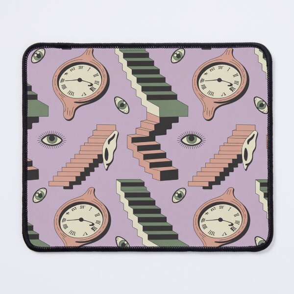 Item preview, Surreal Melting Clocks & Staircases Pattern | Dreamlike Eye Ear Seamless Repeat designed and sold by Midnight Veil Designs.