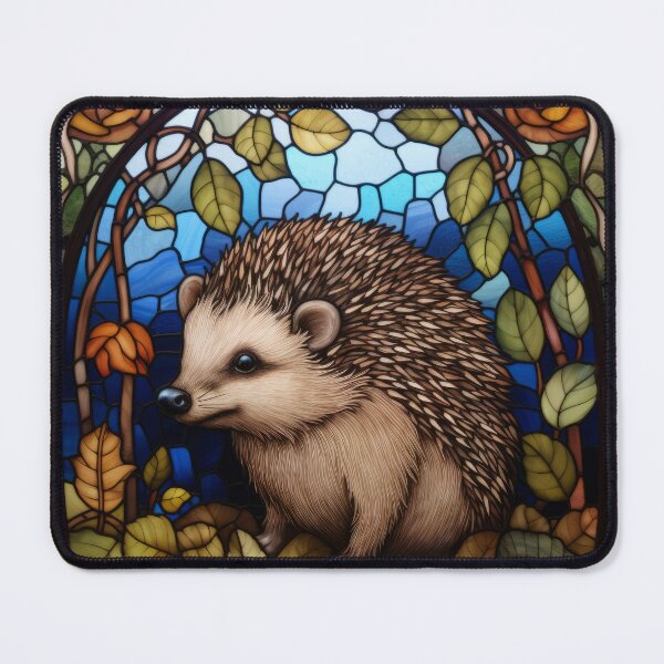 Item preview, Cute Hedgehog Stained Glass Art designed and sold by pinkal.