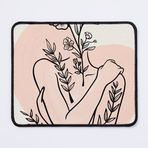 Item preview, Botanical Self Love Line Art Woman Portrait - Terracotta Boho Flowers Poster designed and sold by Mora  Lisa.