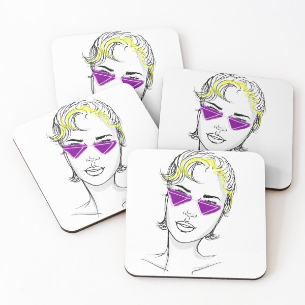 Item preview, Woman portrait with triangle shaped sunglasses designed and sold by Mermaso Art.