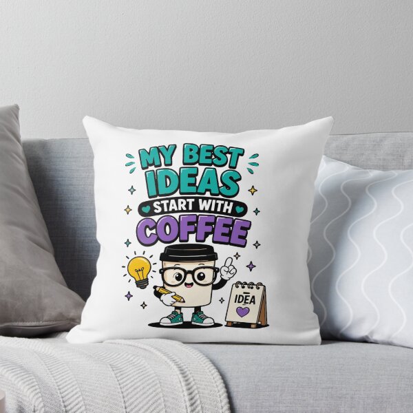 Item preview, My Best Ideas Start With Coffee Funny Quote designed and sold by Gift Phrase Studio.