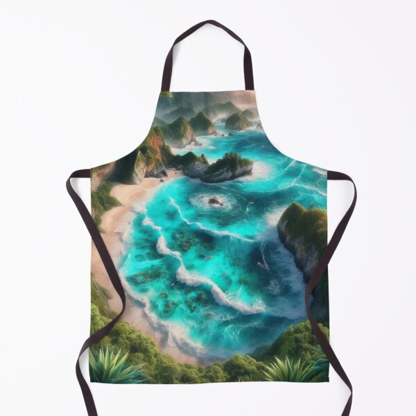 Item preview, Hidden Cove Aerial View Turquoise Ocean AI Art Canvas Print designed and sold by IRON SIREN.