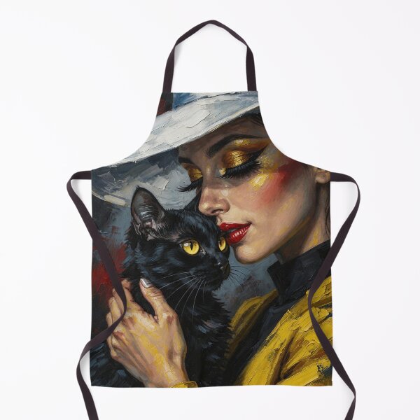Item preview, Painterly Impasto Portrait Elegant Woman Black Cat  designed and sold by Davidaccio Collection .