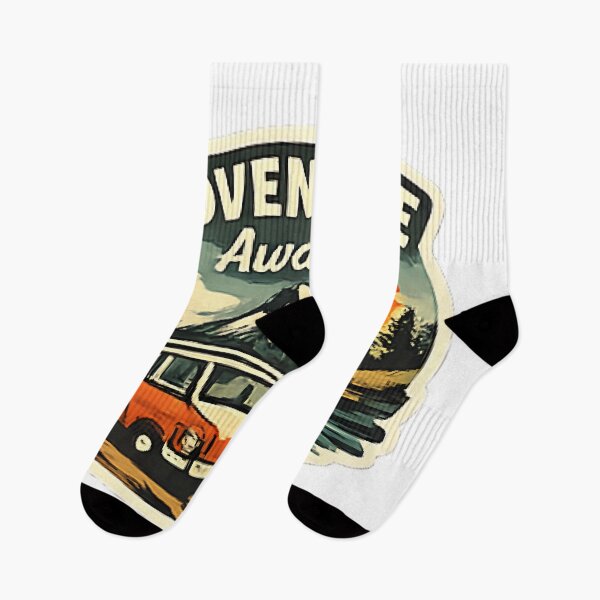 Item preview, Adventure Awaits Vintage Camper Van – Mountain Sunset Travel Design designed and sold by vansaidshop ⭐⭐⭐⭐⭐.