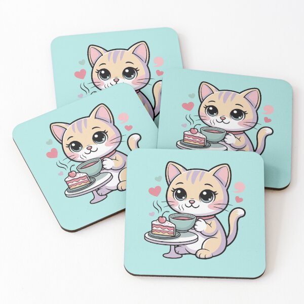 Item preview, Cute Kawaii Cat - Tea and Cake designed and sold by WikaKowalczyk.